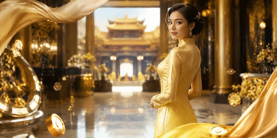 Không gian giải trí casino trực tuyến tại Huế với hình ảnh áo dài truyền thống Việt Nam